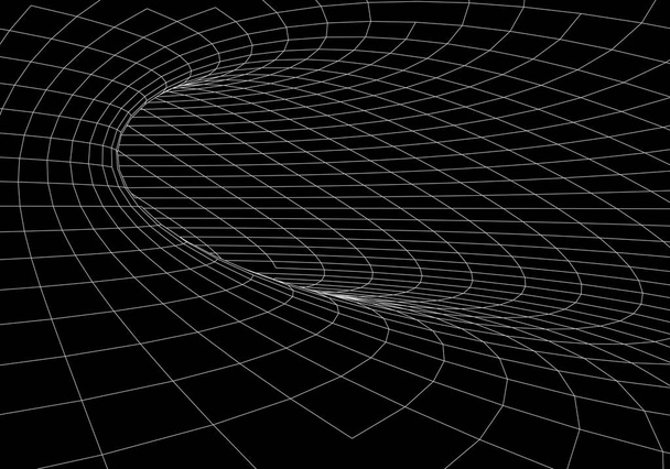 3D tunnel. Tunnel or wormhole. Grid texture. 3D vector illustration tunnel. - Vector, Image