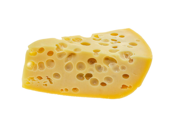 Maasdamチーズ-穴のある乳製品黄色の三角形 - 写真・画像