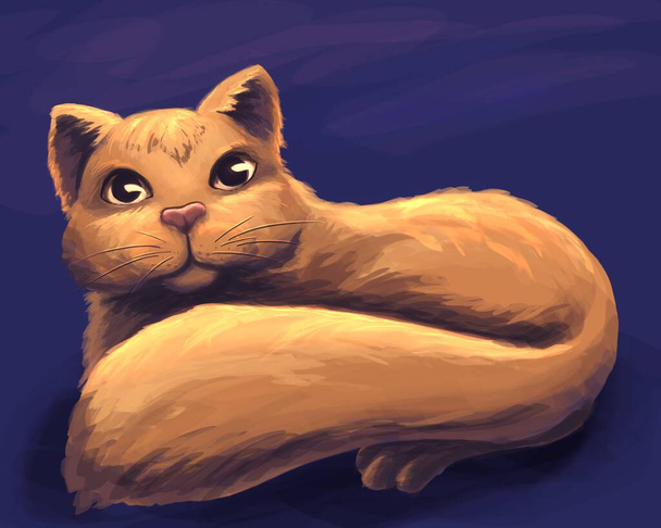 A ilustração digital de gato laranja
  - Foto, Imagem