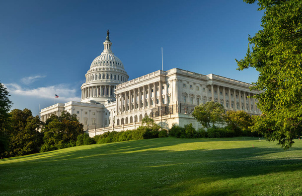 Kapitol Stanów Zjednoczonych i budynek Senatu, Waszyngton DC USA - Zdjęcie, obraz