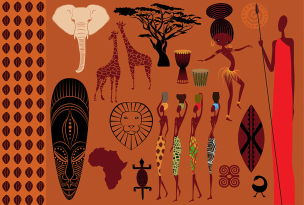 アフリカのアイコンは、シンボルの設計要素 - ベクター画像
