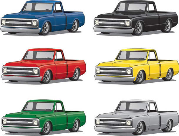 70 's Classic Pickup Trucks in Multiple Colors
 - Вектор,изображение
