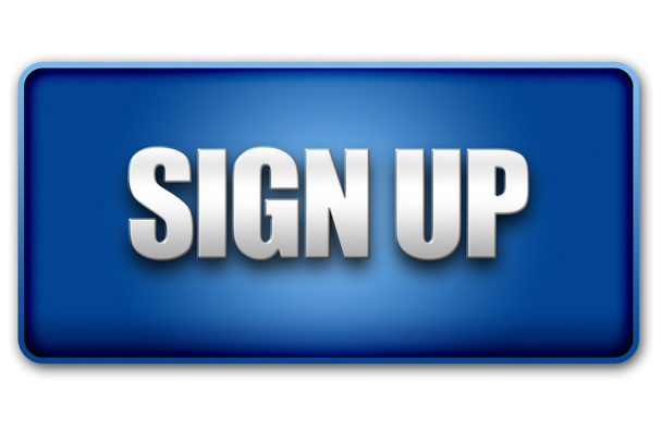 Sign Up 3D Blue Button on White Background - Photo, Image