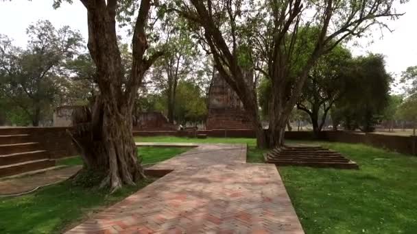 Старий буддійський храм Ват Махате, Сукхотай, об "єкт всесвітньої спадщини ЮНЕСКО, Таїланд, Азія - 21 січня 2020 року - Кадри, відео