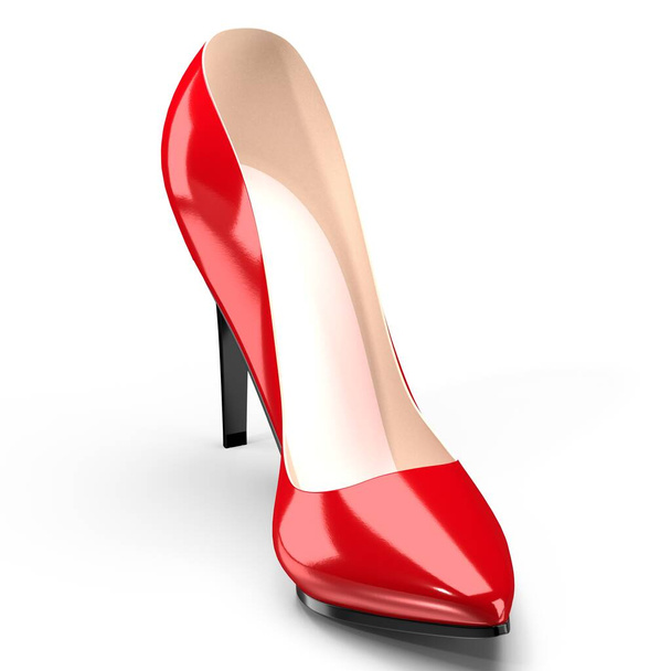 Roter High Heel Schuh - 3D Illustration - Foto, Bild
