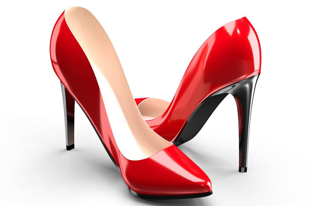 Červené vysoké podpatky boty - 3D ilustrace - Fotografie, Obrázek