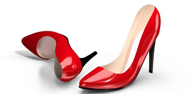 Red high heel shoes - 3D illustration - Photo, Image