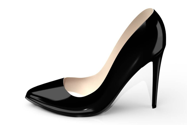 Czarne buty na obcasie - ilustracja 3D - Zdjęcie, obraz