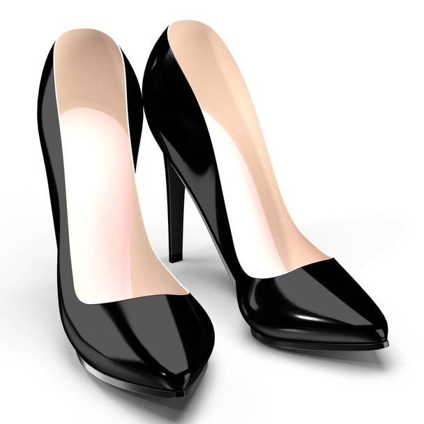 Zapatos negros de tacón alto - Ilustración 3D
 - Foto, imagen