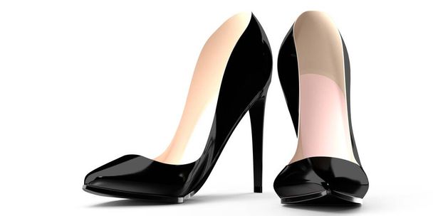 Chaussures noires à talon haut - Illustration 3D - Photo, image