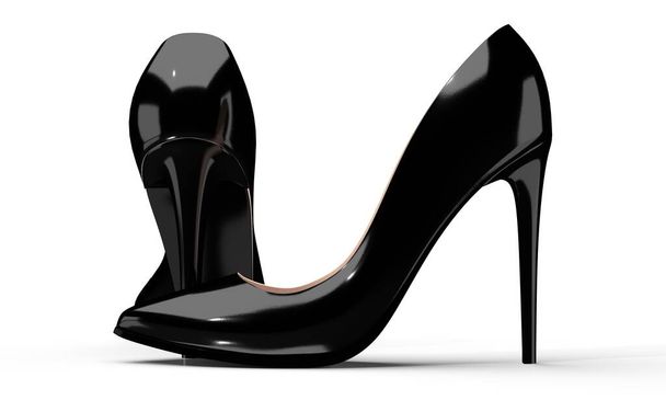 Černé vysoké podpatky boty - 3D ilustrace - Fotografie, Obrázek