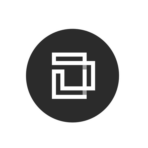 Carta inicial D, Logotipo de arte do monograma minimalista, Cor branca no fundo do círculo preto - Vetor
 - Vetor, Imagem