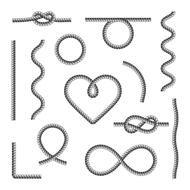 İp Düğümleri Siyah İnce Çizgi Simgesi Web Tasarım Elementi Tiplerini Farklı Ayarlar. Düğüm Kenarlığının Vektör illüstrasyonu - Vektör, Görsel
