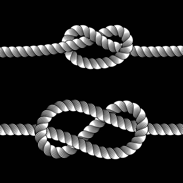 Nudos de cuerda bordes de línea conjunto de elementos de diseño diferentes tipos. ilustración vectorial del borde del nudo
 - Vector, imagen
