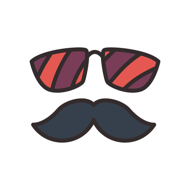Schnurrbart und Brille flache Stil Ikone Vektor-Design - Vektor, Bild