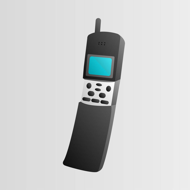 Old beautiful retro hipster mobile phone from the 70s, 80s, 90s on a white background - Vector, Image