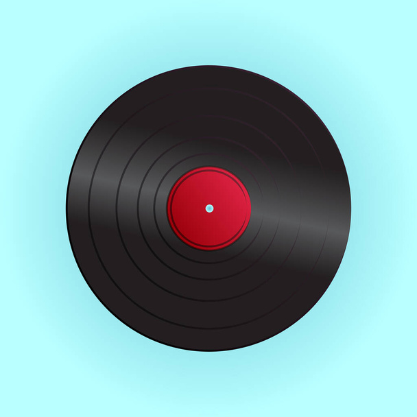 Old beautiful retro hipster vinyl record from the 70s, 80s, 90s on a blue background - Vector, Image