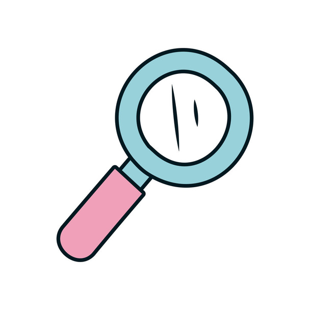 Stationary concept, magnifying glass icon, line and fill style - Vector, Image