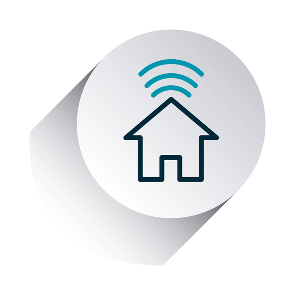casa con icono de símbolo wifi, estilo gradiente línea
 - Vector, imagen