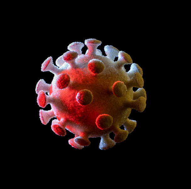un colorido virus simbólico iluminado en la espalda oscura
 - Foto, Imagen
