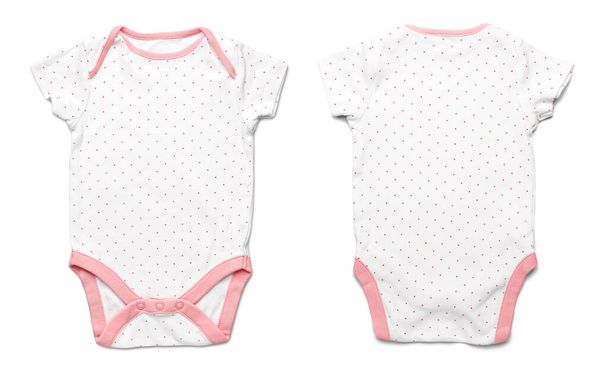 Přední a zadní pohled na baby bodysuit na bílém pozadí - Fotografie, Obrázek
