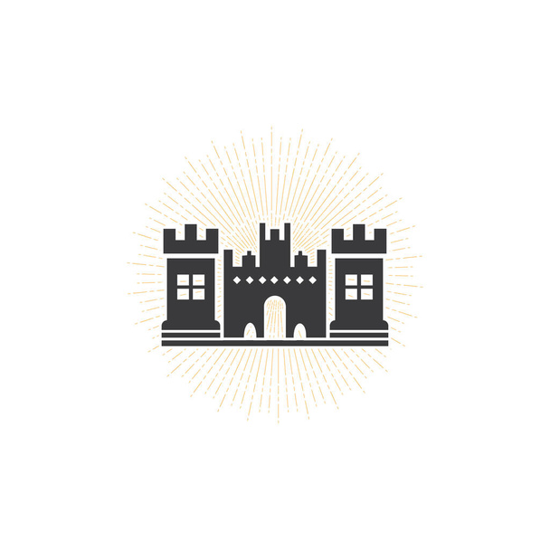 jednoduchý ilustrační zámek, palác ikona upravitelné logo design - Vektor, obrázek