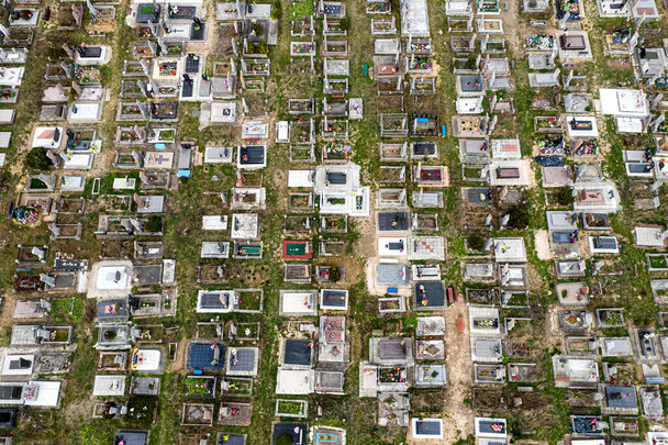 Aerial photo of cemetery graveyard. Top view. - Valokuva, kuva