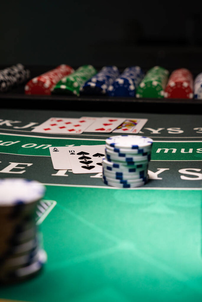 A Casino Black Jack table  - Foto, afbeelding