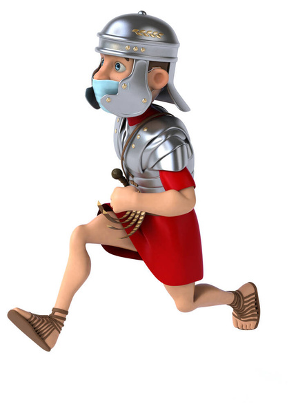 3D illustration of a cartoon character soldier with a mask - Fotó, kép