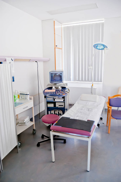 Medical ultrasound machine with linear probes in a hospital diagnostic room. Modern medical equipment, preventional medicine and healthcare concept - Fotografie, Obrázek
