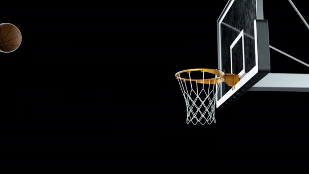 Basketball trifft den Korb in Zeitlupe auf einem Alphakanal - Filmmaterial, Video