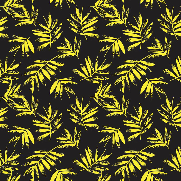 Yellow Tropical Leaf botanical seamless pattern background suitable for fashion prints, graphics, backgrounds and crafts - Vector, imagen