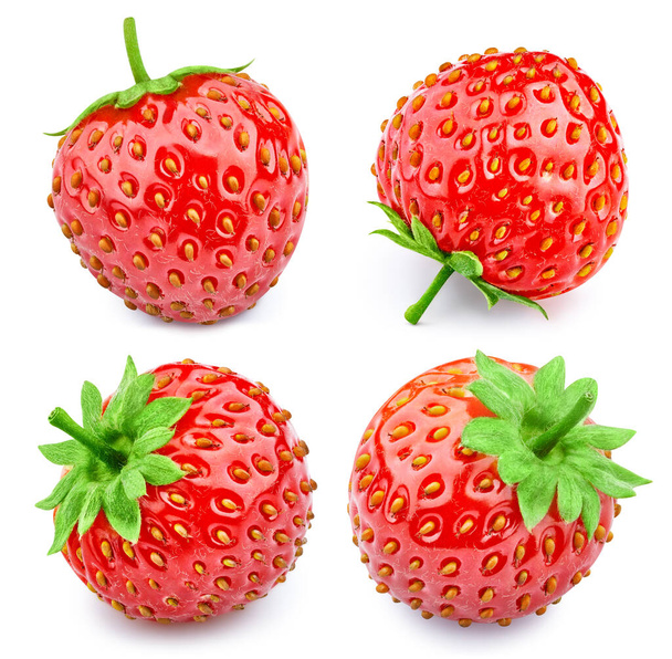 Strawberry collection clipping path. Strawberry isolated on white background. Professional studio macro shooting - Photo, image