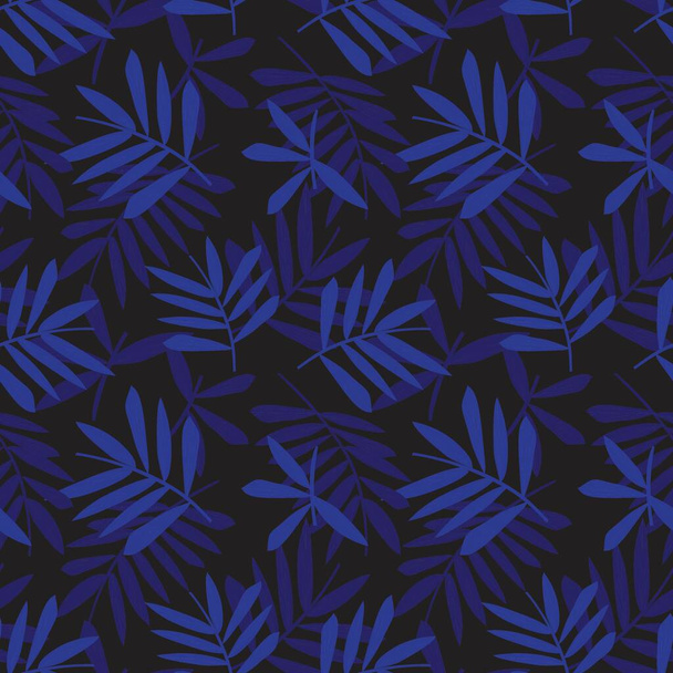 Blue Tropical Leaf botanical seamless pattern background suitable for fashion prints, graphics, backgrounds and crafts - Wektor, obraz