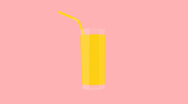 Vector Isolated Illustration of a Glass of Orange Juice with a Straw - Вектор, зображення