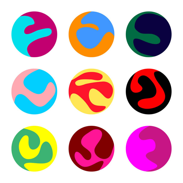 Set of nine colorful balls with different patterns - Eps10 vector graphics and illustration - Vetor, Imagem
