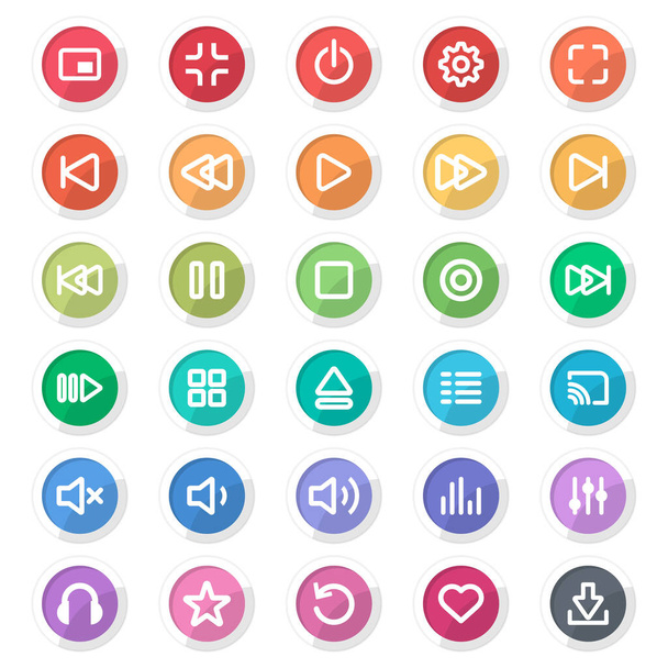 Media player control buttons set for designers in the design of all kinds of works. Beautiful and modern icon which can be used in many purposes Eps10 vector. - Vektori, kuva