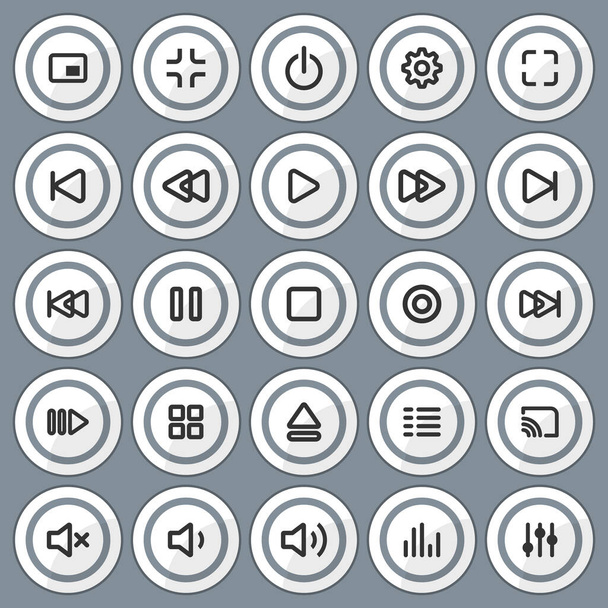 Media player control buttons set for designers in the design of all kinds of works. Beautiful and modern icon which can be used in many purposes Eps10 vector. - Вектор,изображение