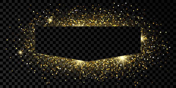 Golden frame with glitter, sparkles and flares - Vector, Image