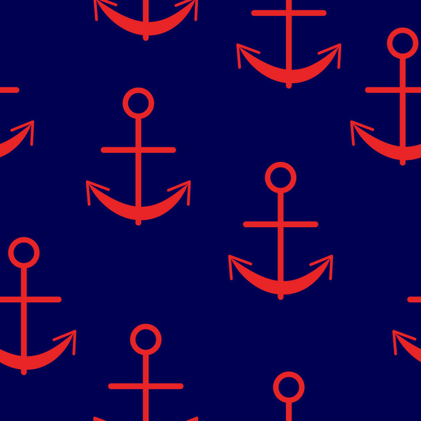 Безшовний візерунок з червоними графічними якорями на білому тлі. Простий плоский дизайн. Море і океан. Морське обладнання. Корабель і човен. Для дітей листівки, скрапбукінг, текстиль та обгортковий папір
 - Вектор, зображення