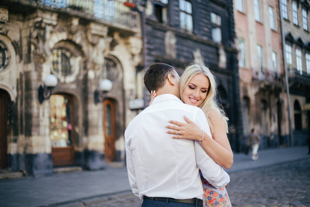Loving couple walking in the city. Lviv - Foto, Bild