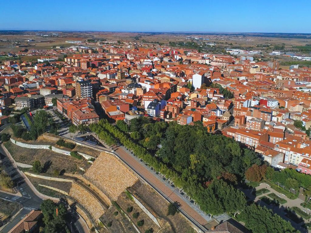 Aerial view in Benavente, village of . Zamora,Spain. Drone photo. - Foto, imagen