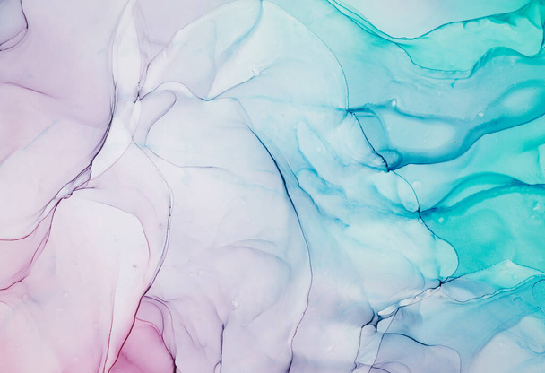 流体芸術大理石のテクスチャ。抽象的な虹彩塗装効果を背景に。液体アクリルアートワークの流れとスプラッシュ。インテリアポスター用の混合塗料。アルコールインクの色は半透明。紙のデザイン  - 写真・画像