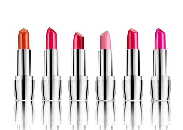 collection of  various lipsticks  on white background. each one is shot separately - 写真・画像