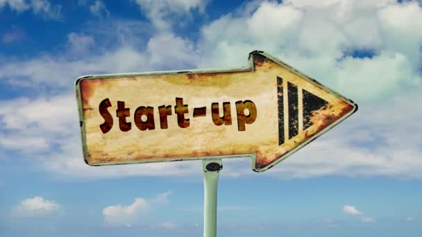 Street Sign the Way to Start-up - Video