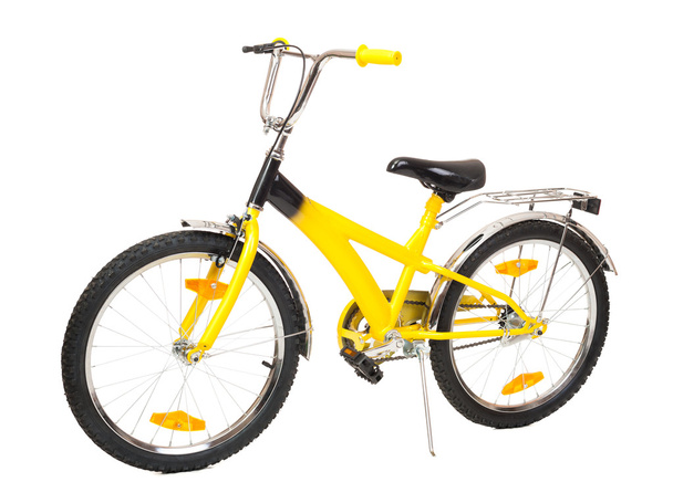 Sarı bisiklet üzerinde beyaz izole - Fotoğraf, Görsel