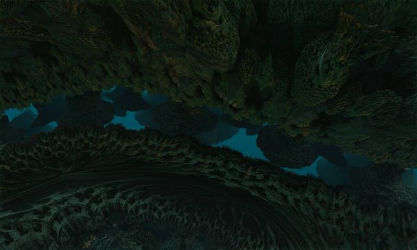 Imagen 3D abstracta única de arrecifes submarinos fantásticos, objetos
. - Foto, imagen