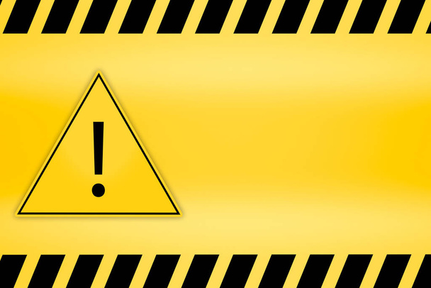 exclamation mark in triangle frame attention caution danger sign and warning line hazard warnings to attract attention  - Photo, Image