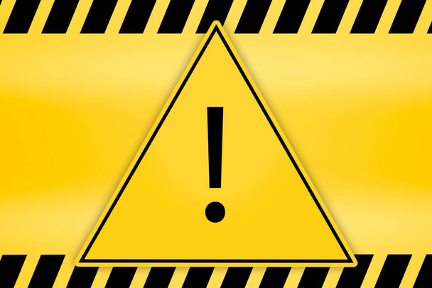 vykřičník v trojúhelníkovém rámečku upozornění na nebezpečí a výstražné čáry varování, aby upoutala pozornost  - Fotografie, Obrázek