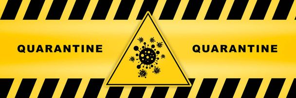 strefa kwarantanny oznaczenie zagrożenia biologicznego żółty uwaga niebezpieczeństwo - Zdjęcie, obraz